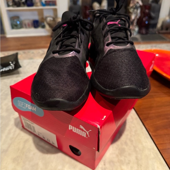 Puma Shoes - Puma Black and Pink SoftFoam Sneakers